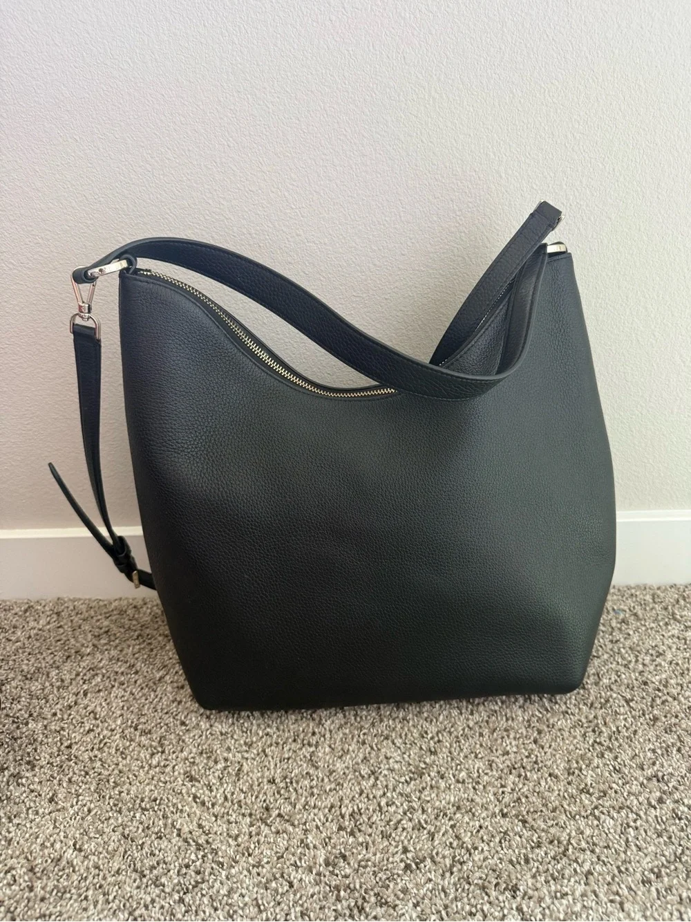 Kate Spade New York Black Pebbled Leather Hobo Bag